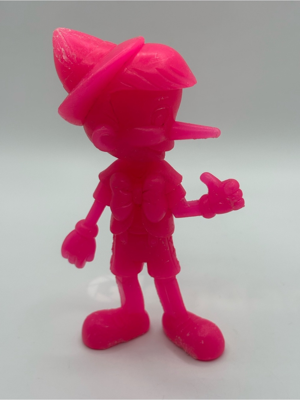 Vintage Disney X Louis Marx & Company Neon Pink Pinocchio Hard Plastic Figure 6”